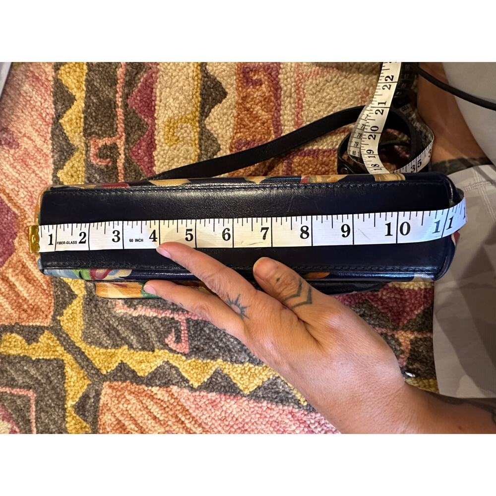 Patricia Nash Avellino Le Fleur Floral Leather Crossbody Navy Multicolor - Picture 7 of 7